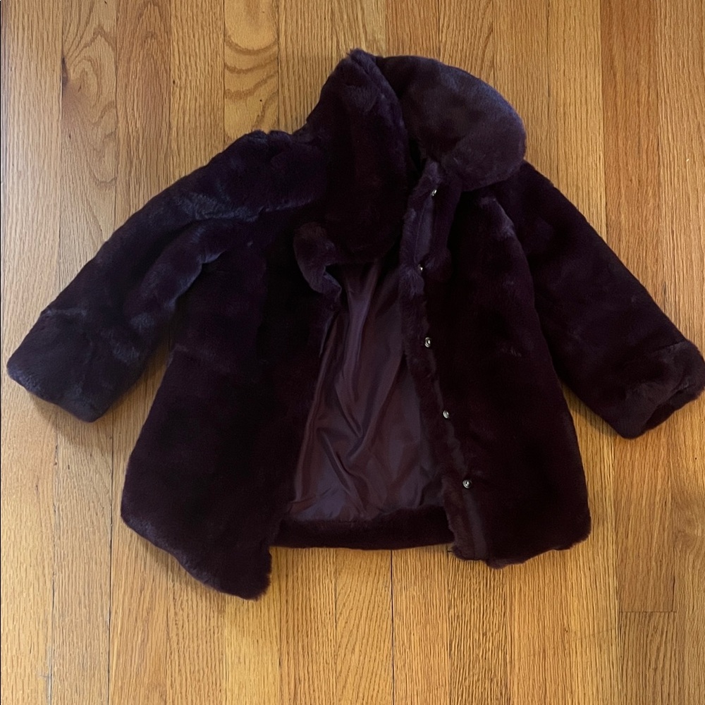 H&M Kids Faux Fur Jacket - maroon. 18-12 months